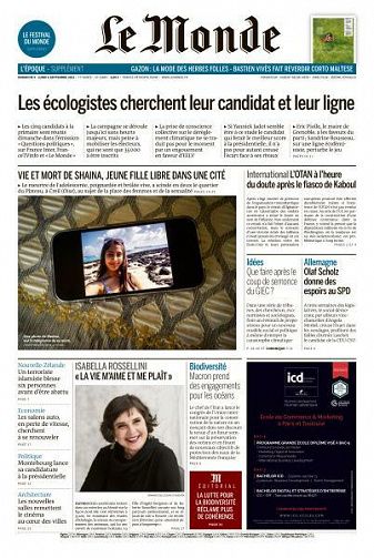Le Monde du Dimanche 5 et Lundi 6 Septembre 2021