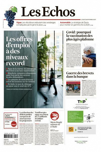 Les Echos du Lundi 6 Septembre 2021