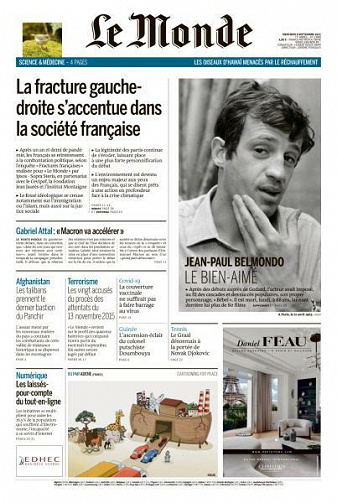 Le Monde du Mercredi 8 Septembre 2021