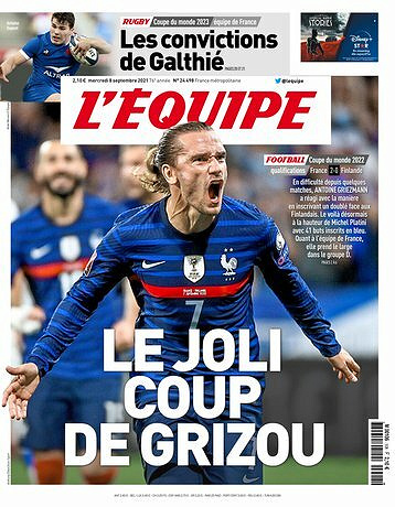L’equipe du Mercredi 8 Septembre 2021