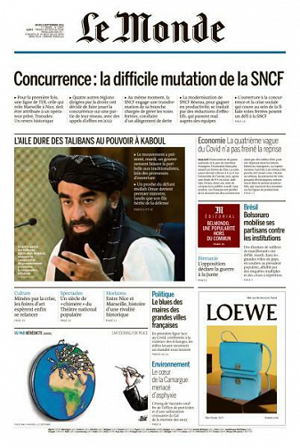 Le Monde du Jeudi 9 Septembre 2021