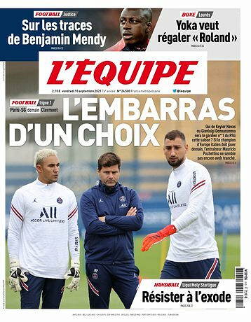 L’equipe du Vendredi 10 Septembre 2021