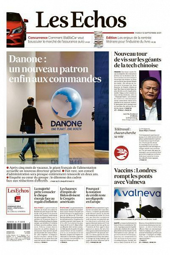 Les Echos du Mardi 14 Septembre 2021