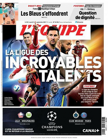L’equipe du Mardi 14 Septembre 2021