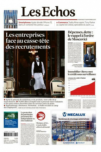 Les Echos du Mercredi 15 Septembre 2021