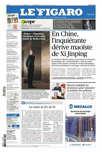 Le Figaro du Mercredi 15 Septembre 2021