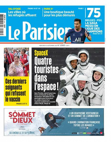 Le Parisien du Mercredi 15 Septembre 2021