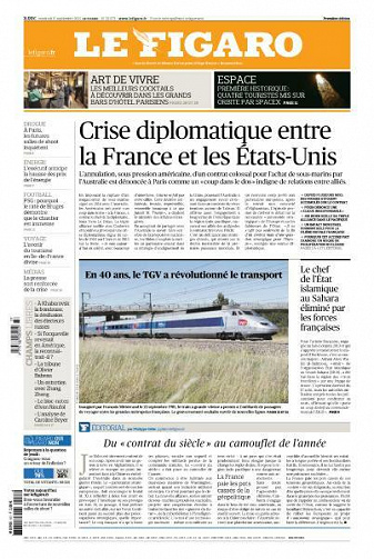 Le Figaro du Vendredi 17 Septembre 2021