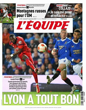 L’equipe du Vendredi 17 Septembre 2021