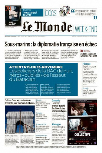 Le Monde du Samedi 18 Septembre 2021