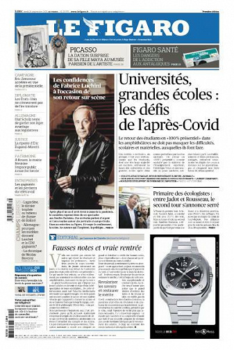 Le Figaro du Lundi 20 Septembre 2021