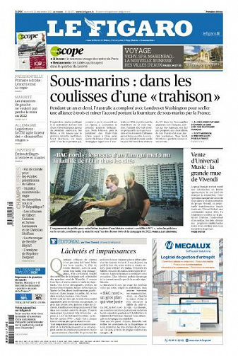 Le Figaro du Mercredi 22 Septembre 2021