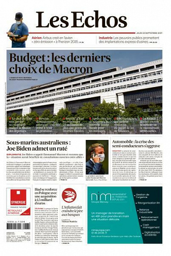 Les Echos du Jeudi 23 Septembre 2021