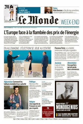 Le Monde du Samedi 25 Septembre 2021