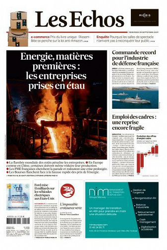 Les Echos du Mercredi 29 Septembre 2021