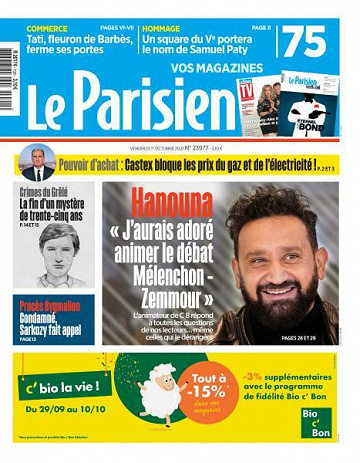 Le Parisien du Vendredi 1er Octobre 2021
