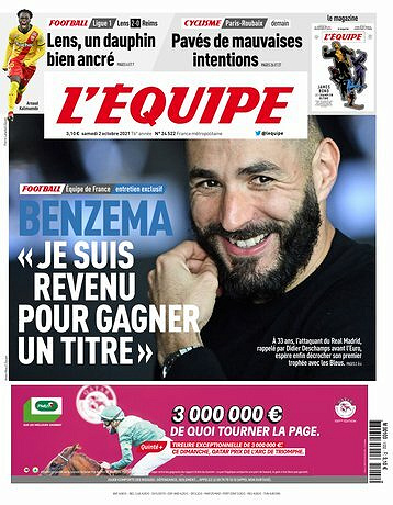 L’equipe du Samedi 2 Octobre 2021