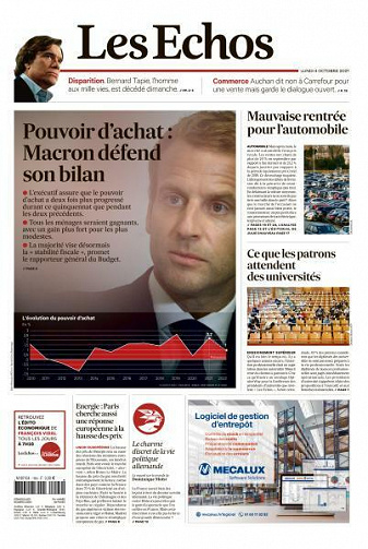 Les Echos du Lundi 4 Octobre 2021