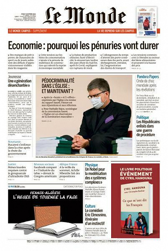 Le Monde du Jeudi 7 Octobre 2021