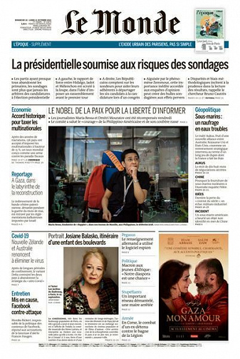 Le Monde du Dimanche 10 et Lundi 11 Octobre 2021