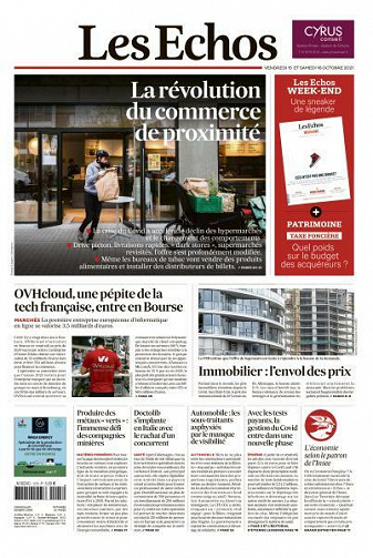 Les Echos du Vendredi 15 et Samedi 16 Octobre 2021