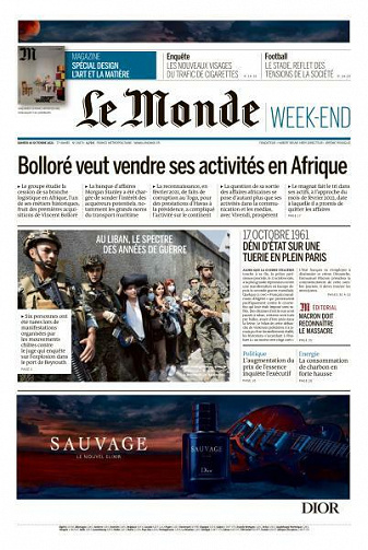 Le Monde du Samedi 16 Octobre 2021