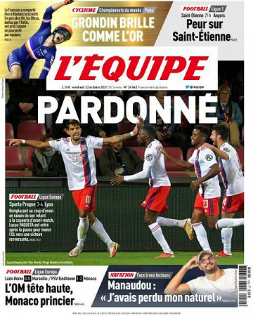 L’equipe du Vendredi 22 Octobre 2021