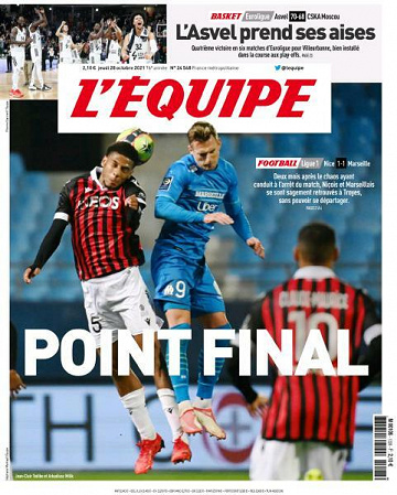 L’equipe du Jeudi 28 Octobre 2021
