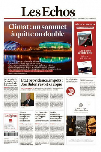 Les Echos du Vendredi 29 et Samedi 30 Octobre 2021