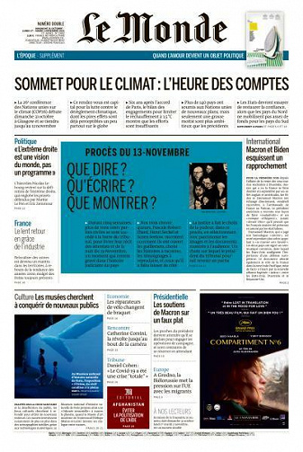 Le Monde du Dimanche 31 Octobre et Mardi 2 Novembre 2021
