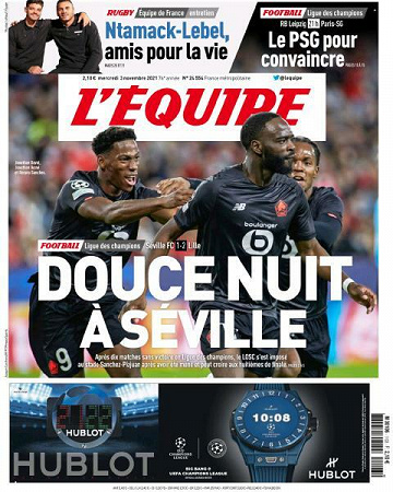 L’equipe du Mercredi 3 Novembre 2021