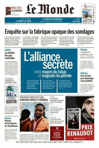 Le Monde du Vendredi 5 Novembre 2021