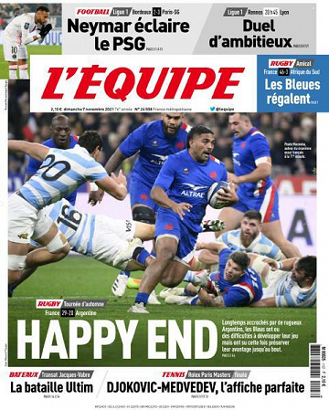 L’equipe du Dimanche 7 Novembre 2021