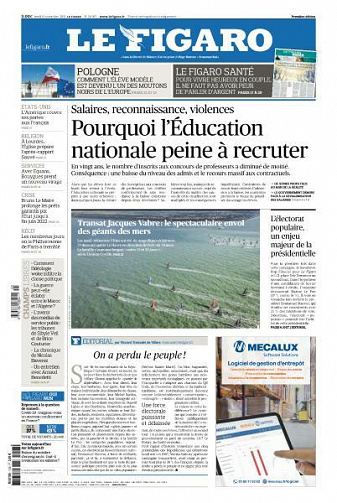 Le Figaro du Lundi 8 Novembre 2021