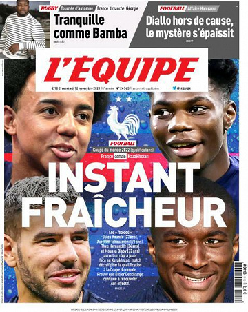 L’equipe du Vendredi 12 Novembre 2021