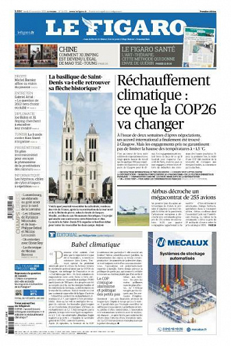 Le Figaro du Lundi 15 Novembre 2021