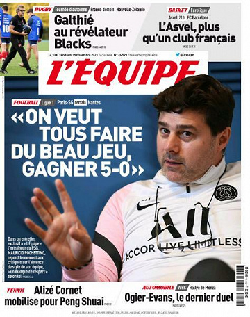 L’equipe du Vendredi 19 Novembre 2021