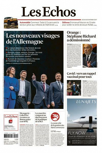 Les Echos du Jeudi 25 Novembre 2021