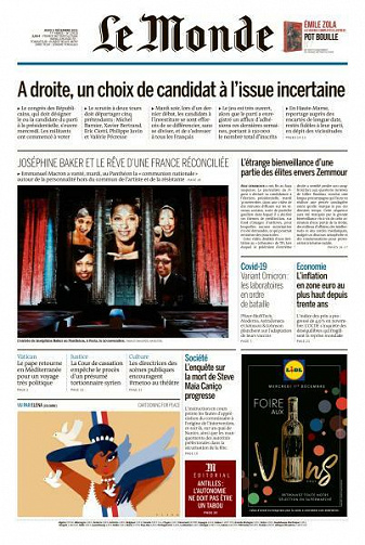 Le Monde du Jeudi 2 Décembre 2021
