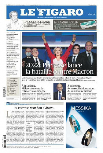 Le Figaro du Lundi 6 Décembre 2021