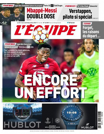 L’equipe du Mercredi 8 Décembre 2021