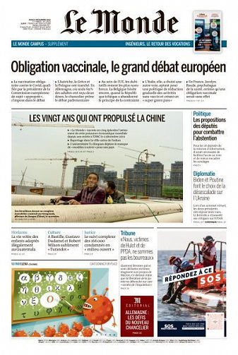 Le Monde du Jeudi 9 Décembre 2021