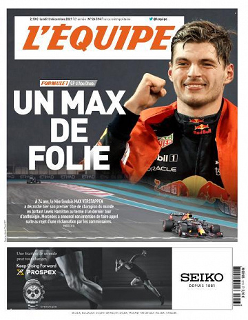 L’equipe du Lundi 13 Décembre 2021