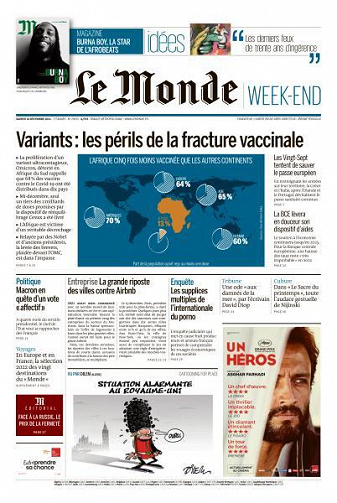 Le Monde du Samedi 18 Décembre 2021