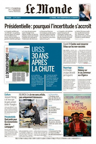 Le Monde du Dimanche 19 et Lundi 20 Décembre 2021