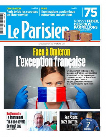 Le Parisien du Lundi 20 Décembre 2021