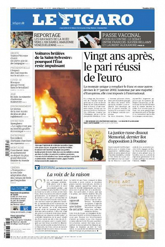 Le Figaro du Mercredi 29 Décembre 2021
