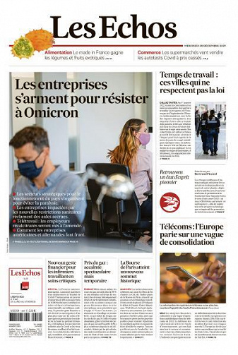 Les Echos du Mercredi 29 Décembre 2021