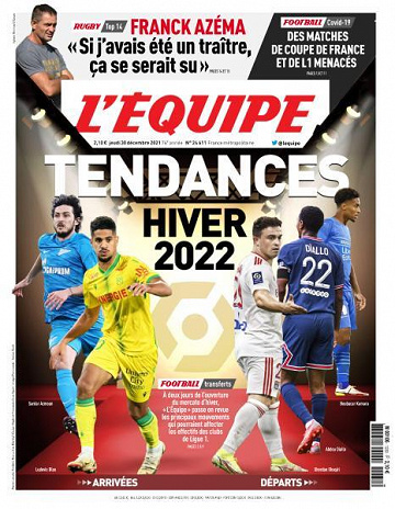 L’equipe du Jeudi 30 Décembre 2021