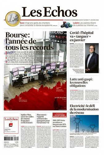 Les Echos du Vendredi 31 Décembre 2021 et Samedi 1er Janvier 2022
